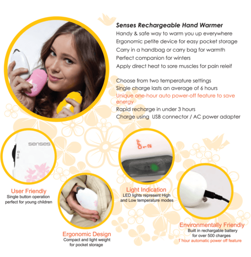 Senses Hand Warmer Features Senses Hand Warmer Features